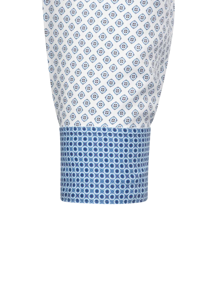 Pinto Ranch YY Collection Diamond Foulard Snap Front Shirt - White/Blue