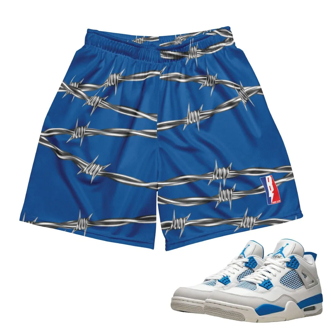 Retro 4 Military Blue Barbed Wire Shorts