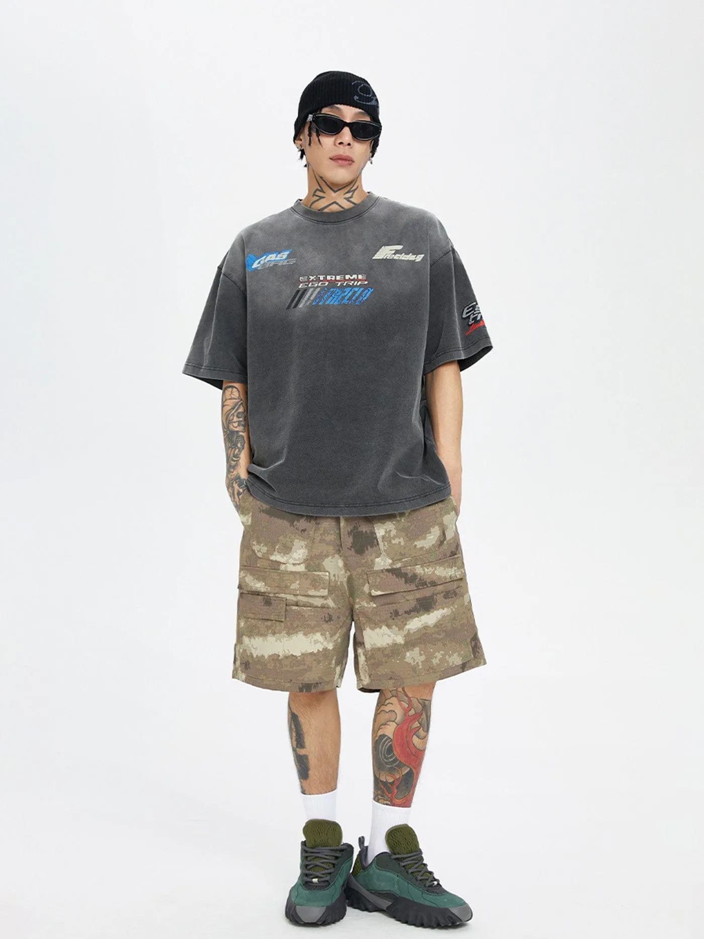 Retro Camo Cargo Shorts