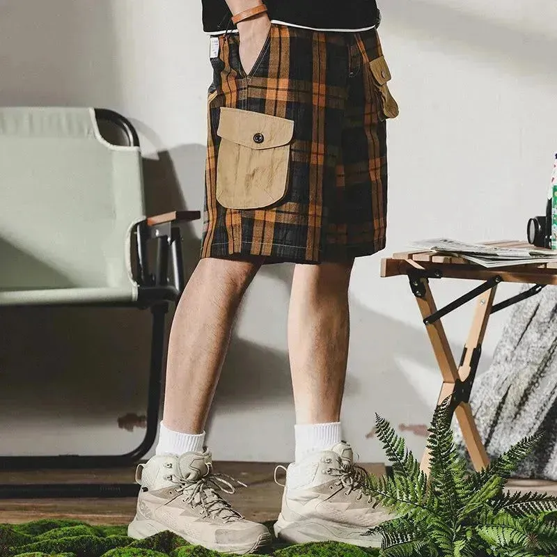 Retro Plaid Cargo Shorts