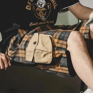 Retro Plaid Cargo Shorts