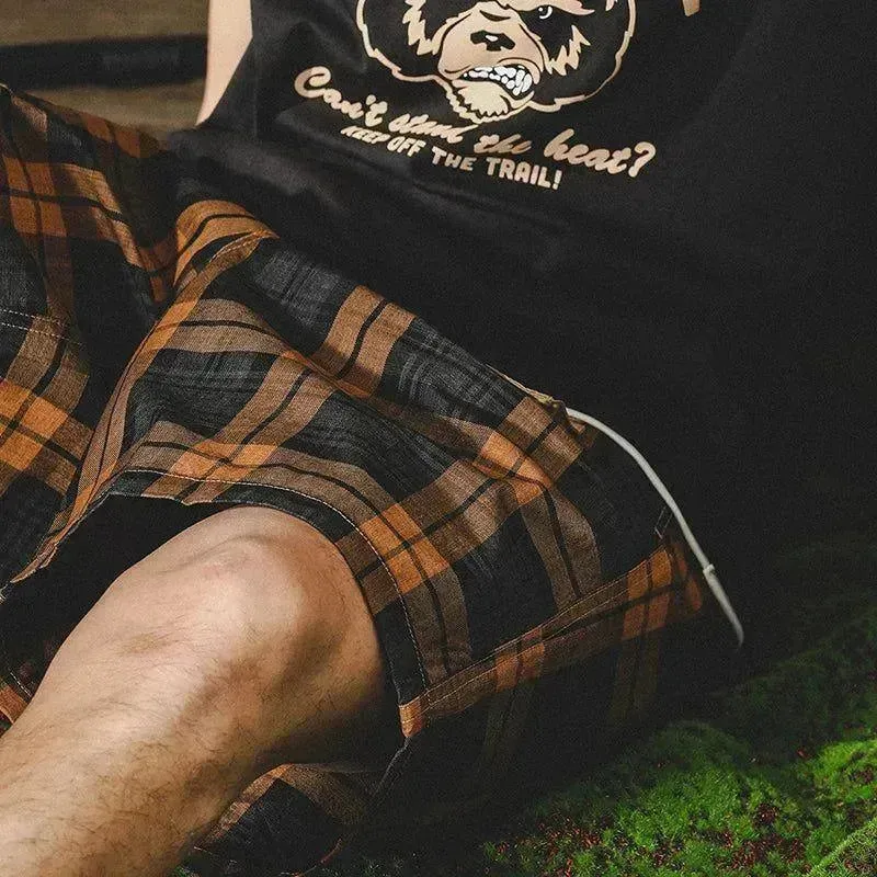 Retro Plaid Cargo Shorts