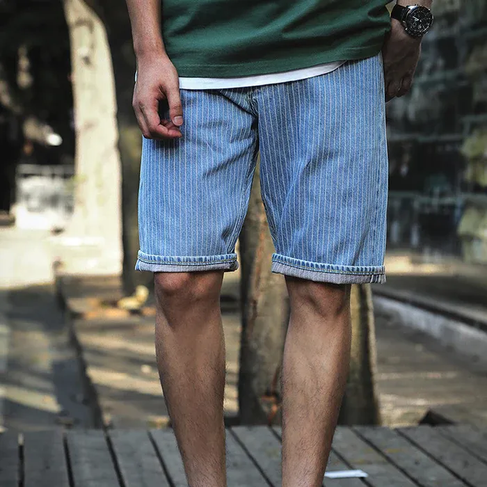 Retro Striped Blue Shorts