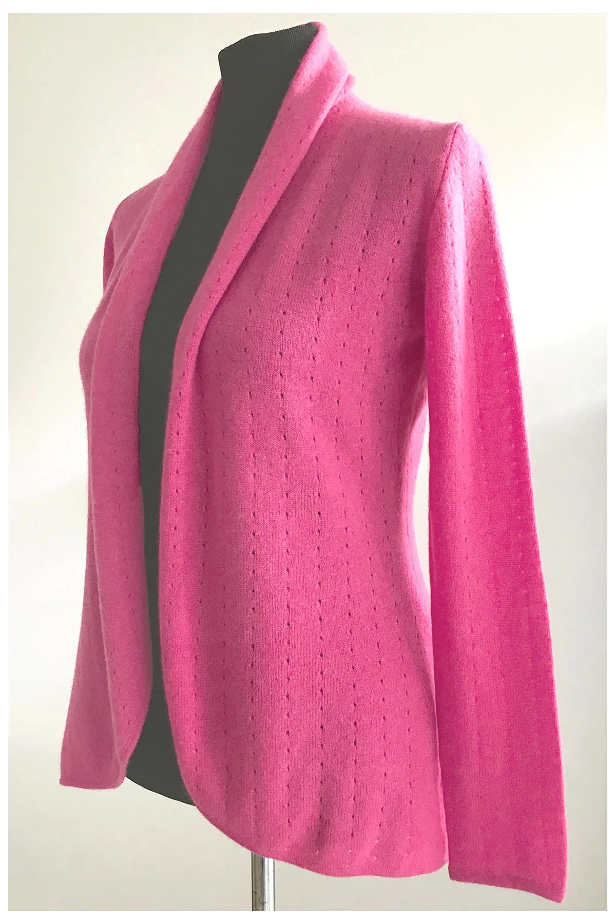 Rose pink Cashmere Cardigan - Pointelle