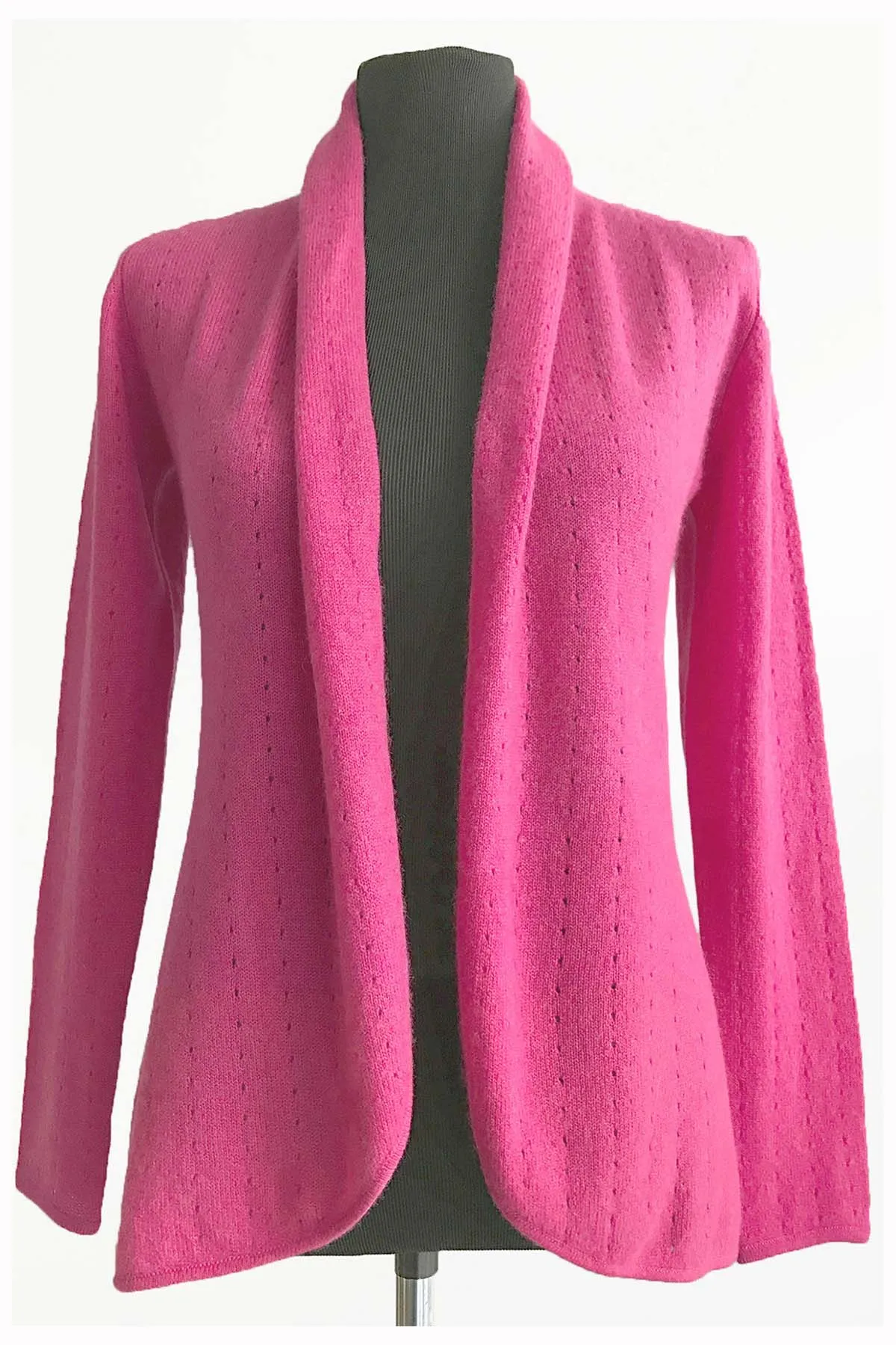 Rose pink Cashmere Cardigan - Pointelle