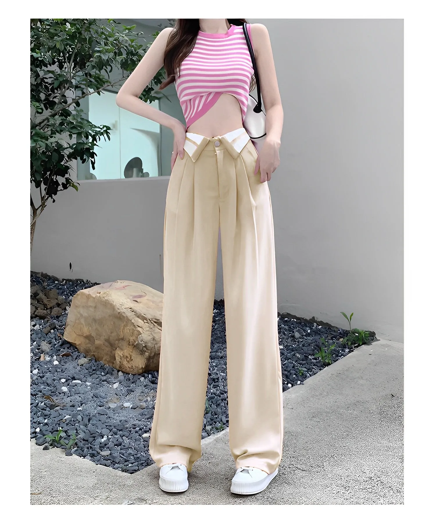 Seoul Chic Collared Belt Trousers