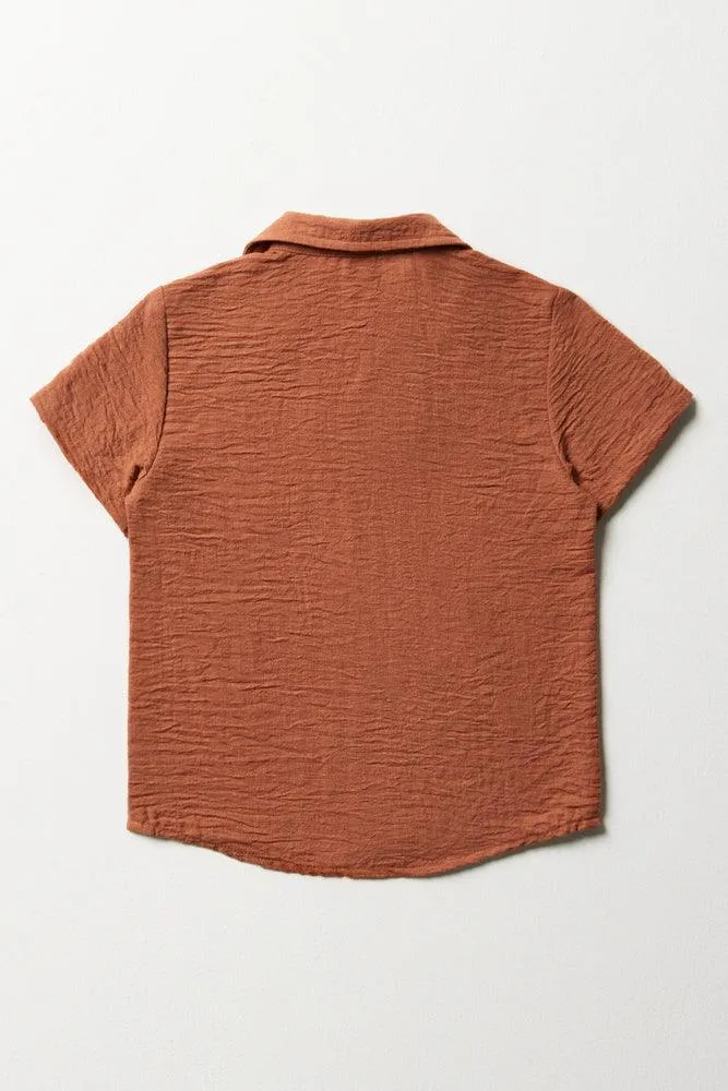 Short Sleeve Resort Shirt Brown