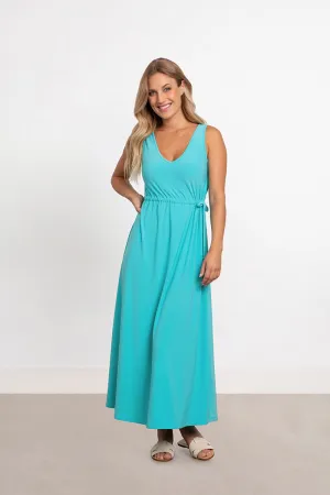 Sleeveless Reversible Tie Dress | Aqua