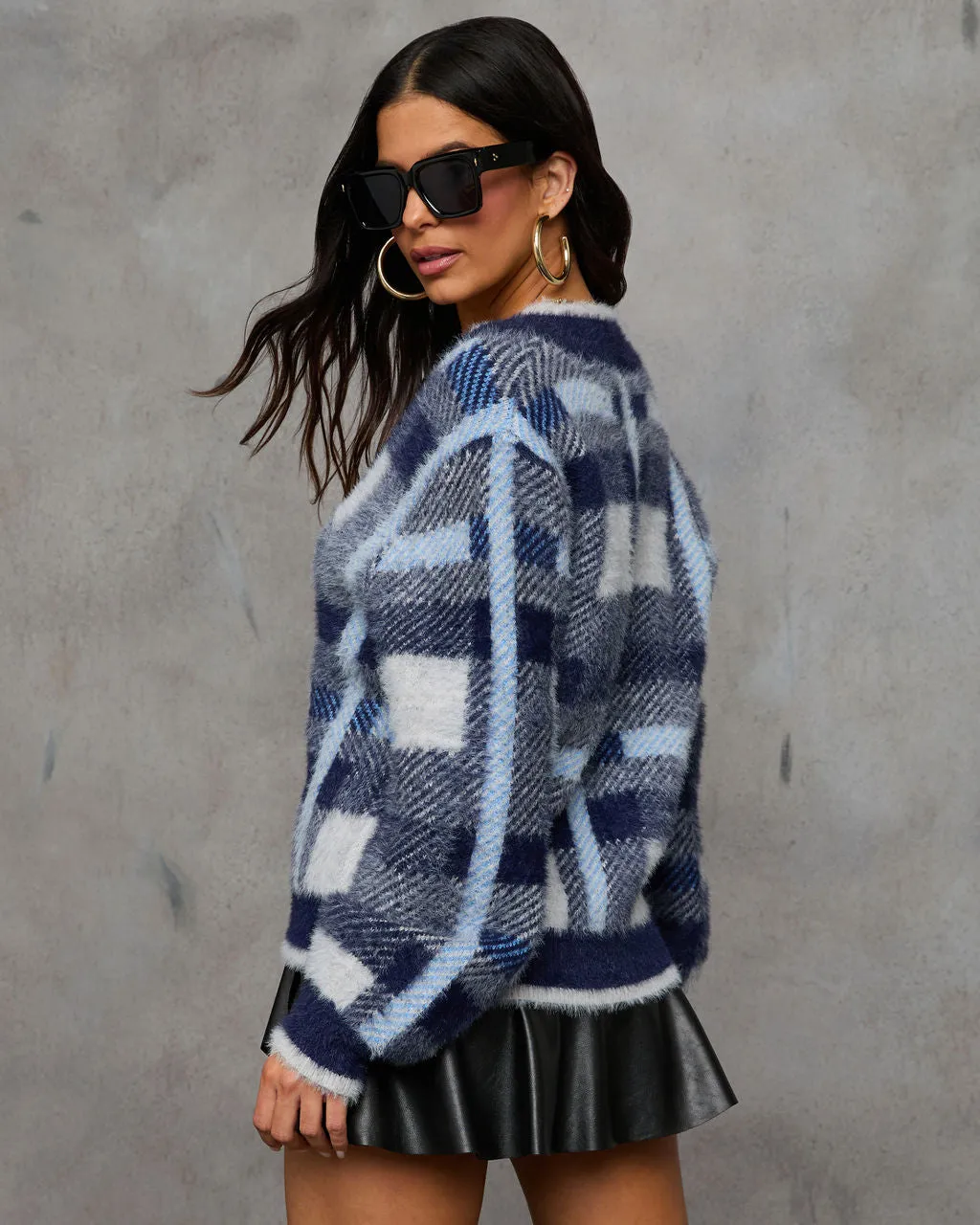 Taylor Plaid Fuzzy Knit Cardigan