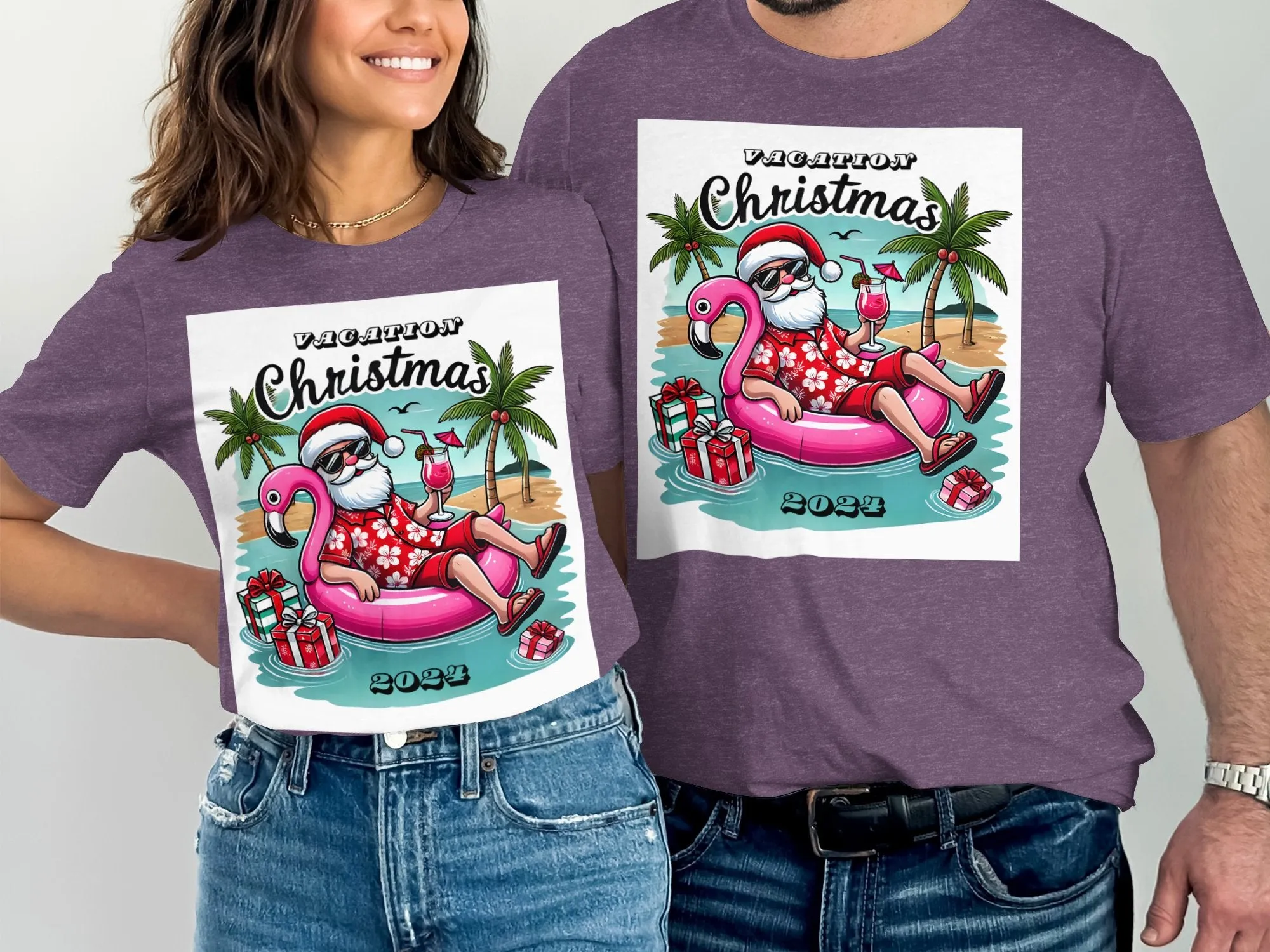 Vacation Christmas 2024 Santa Flamingo T-Shirts