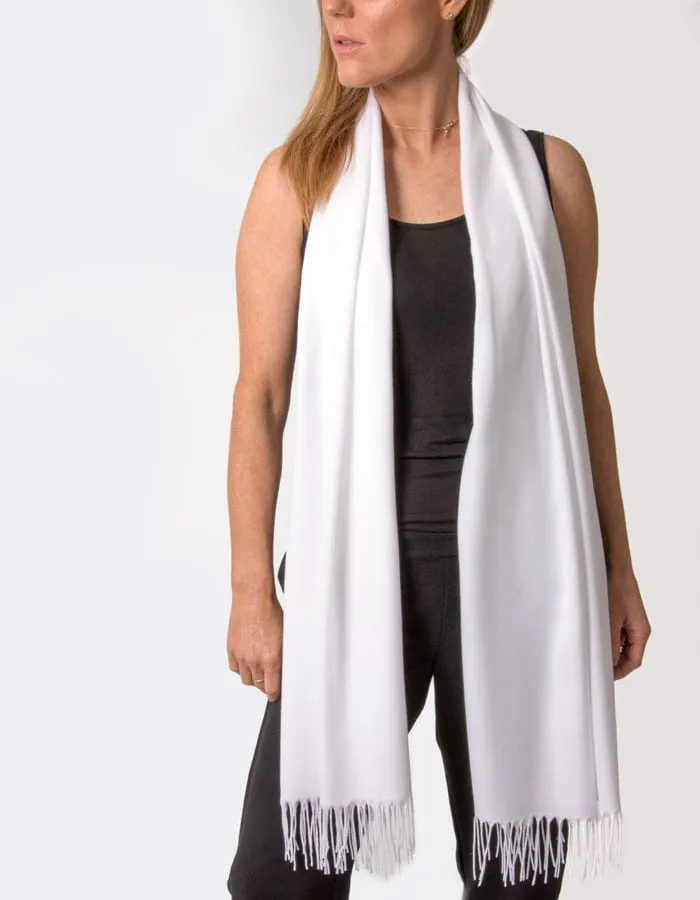 White Pashmina Shawl Wrap Scarf