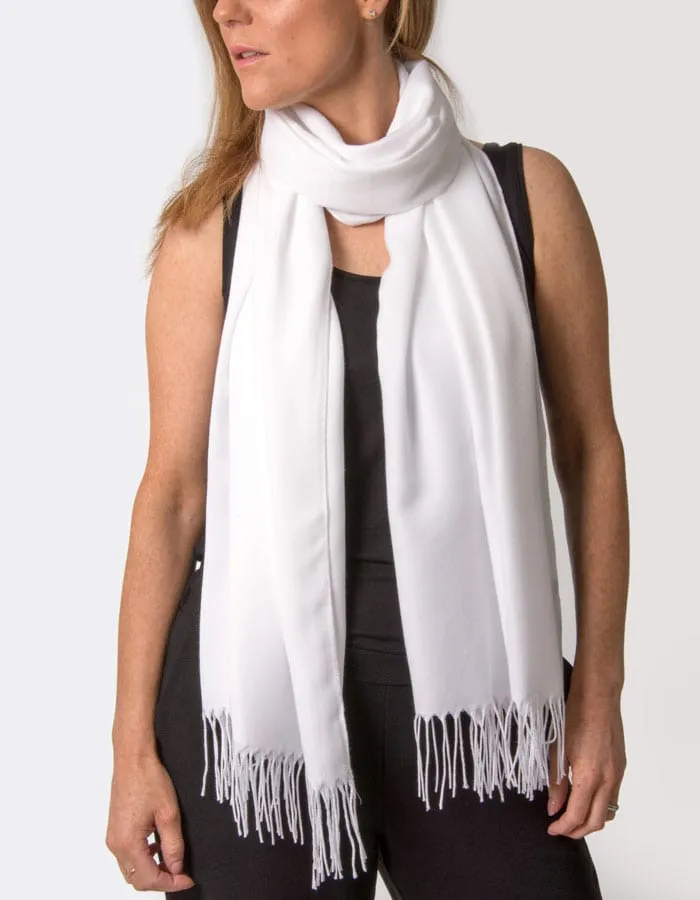 White Pashmina Shawl Wrap Scarf