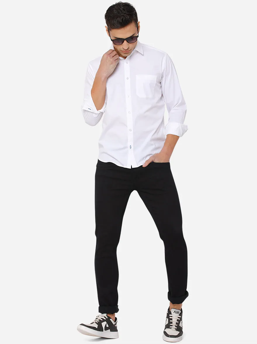 White Solid Classic Fit Casual Shirt | Greenfibre