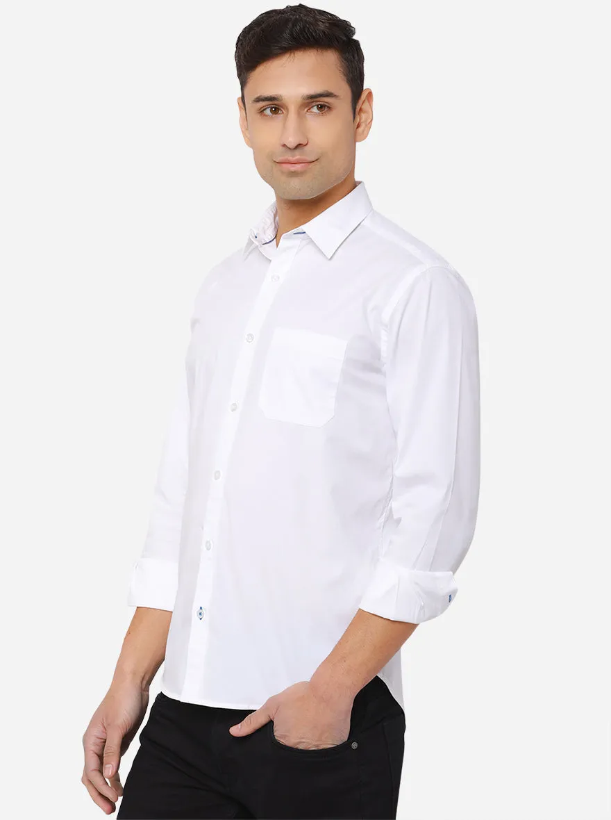 White Solid Classic Fit Casual Shirt | Greenfibre