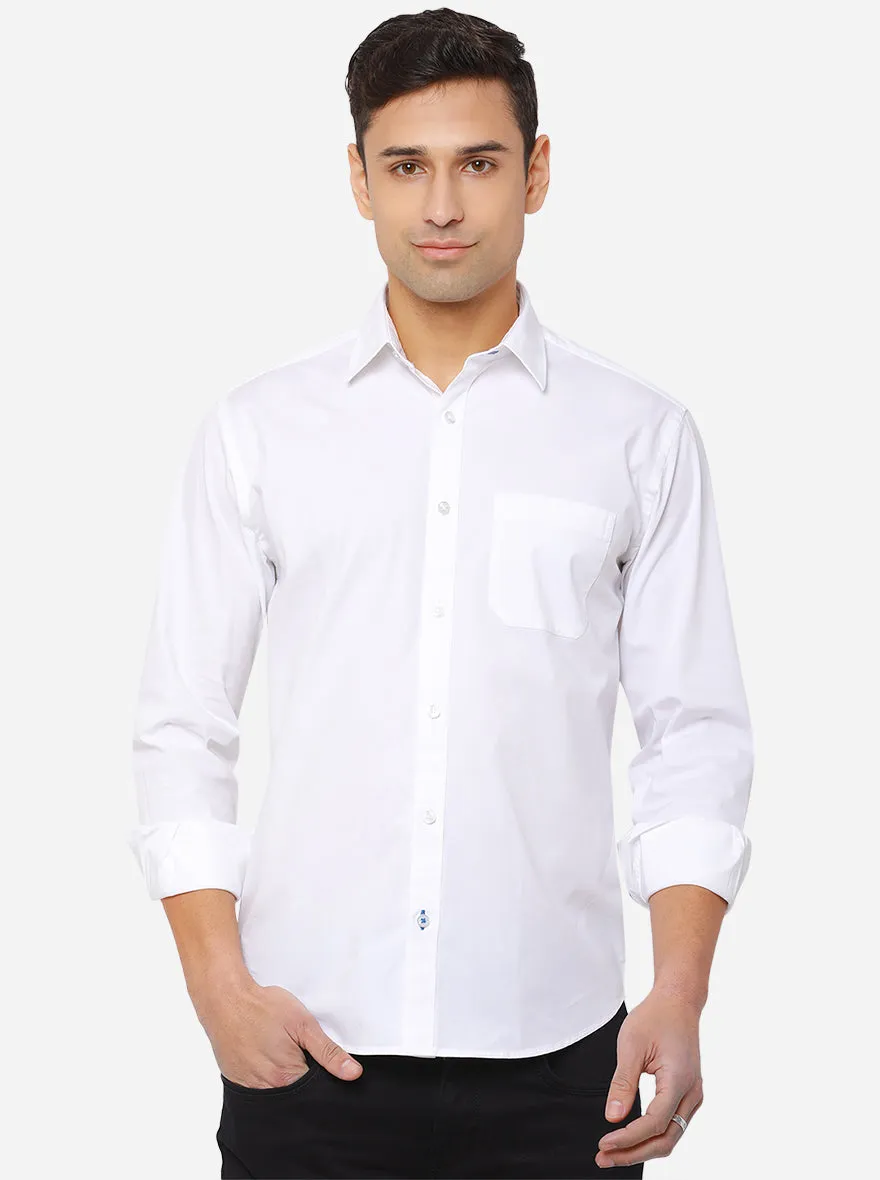 White Solid Classic Fit Casual Shirt | Greenfibre