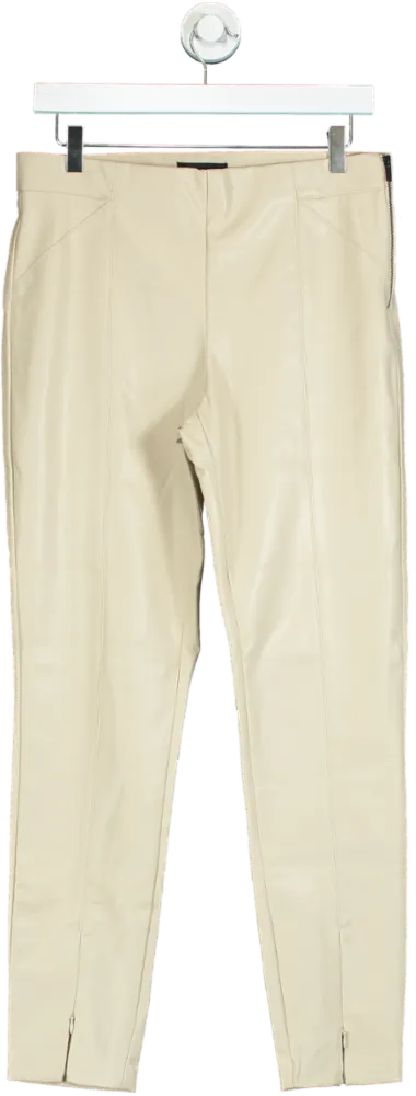 Zara Beige Faux Leather Trousers UK L