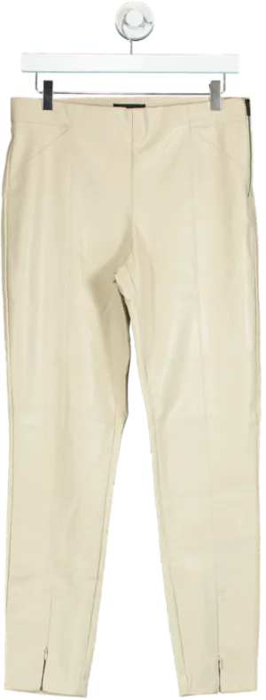 Zara Beige Faux Leather Trousers UK L