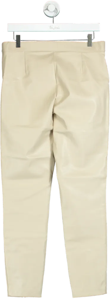 Zara Beige Faux Leather Trousers UK L